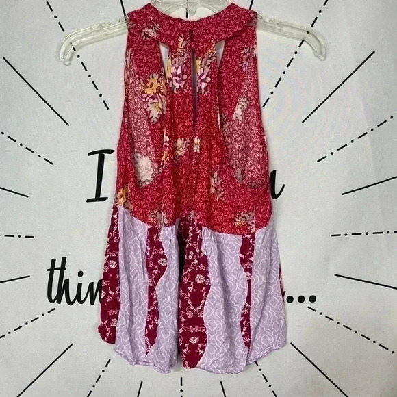 NWOT Free People - Dream Darlin Printed Women's Tank Top in Raspberry - Picture 5 of 6
